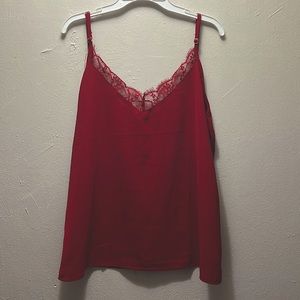 Red lace tank top